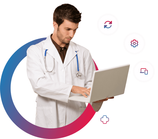 doctor usando la plataforma medica en linea por doctoranytime